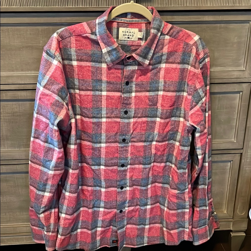 The Normal Brand Red and Blue Plaid Casual Button Down Shirt